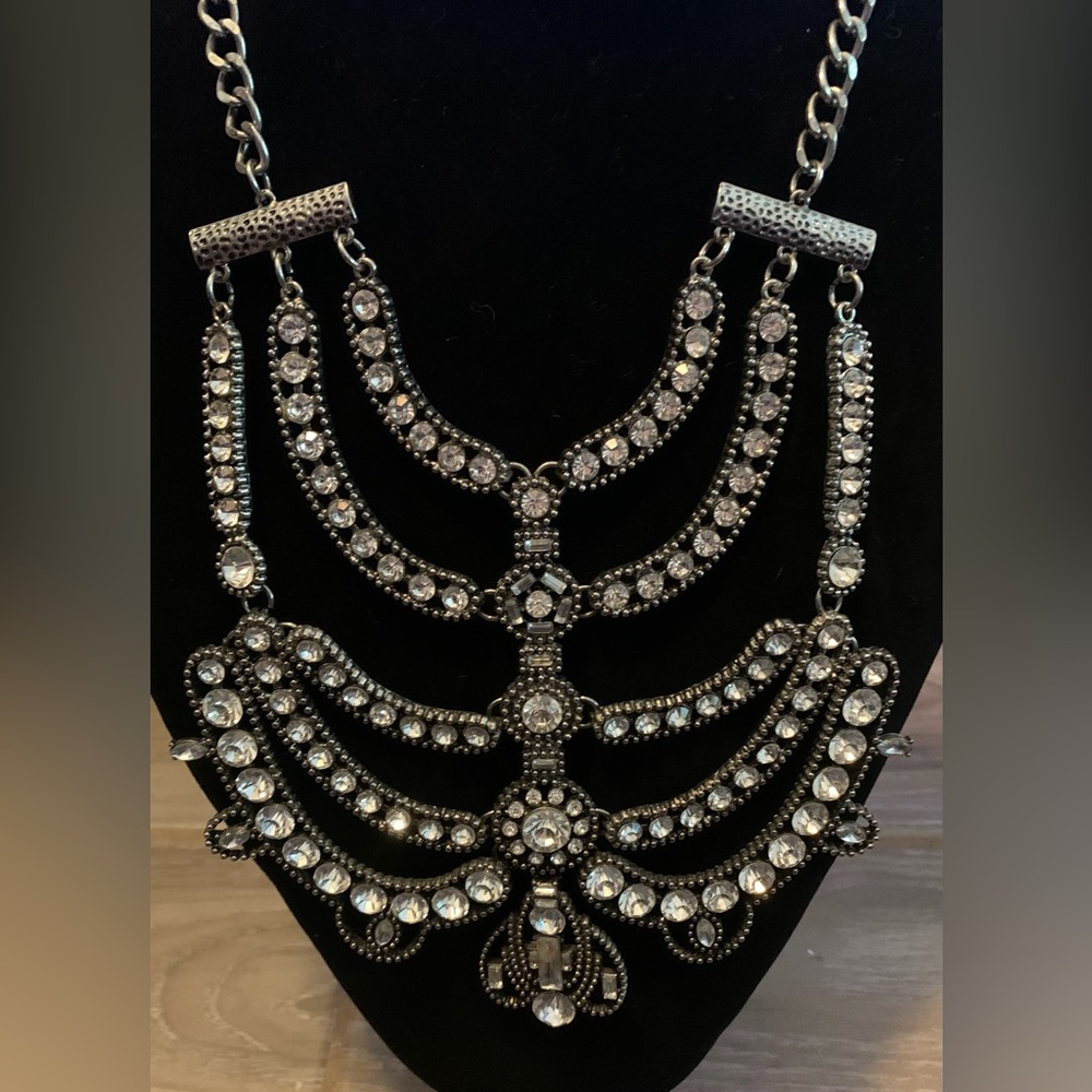 Silvertone Skeleton Ribcage Necklace